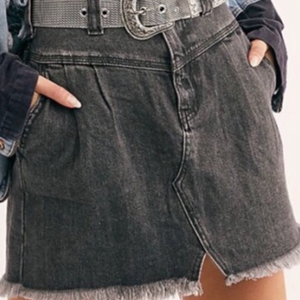 Free People Sidecar Mini Cotton Denim Skirt